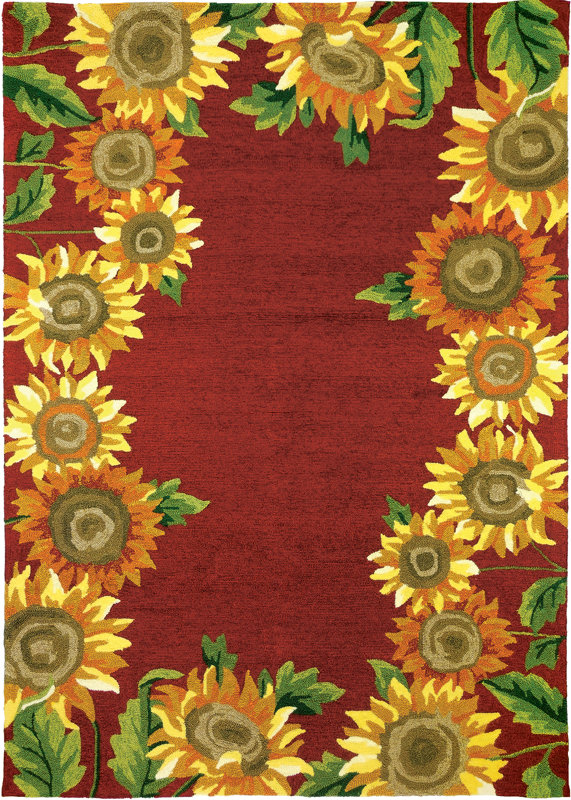 August Grove Valois Sunflower Field Red Yellow Indoor